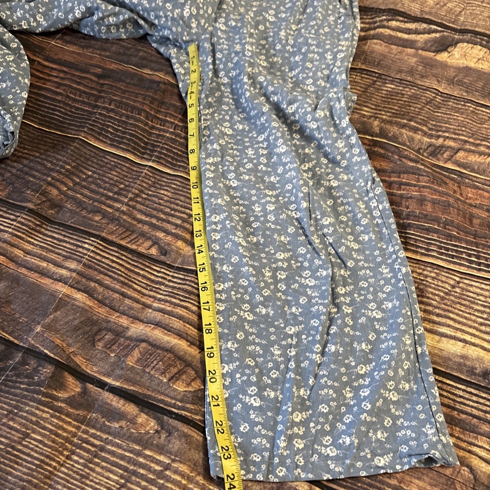 Le Lis Women's Blue Floral Side Zip Crop Wide Leg Pants Small Linen Blend Lined - Picture 6 of 7